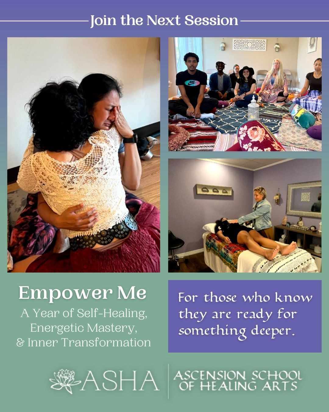 A quiet corner of the ASHA healing space set up for a session