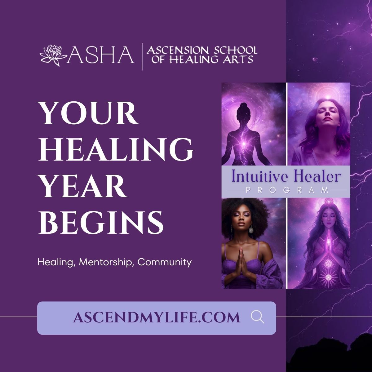 Students practising energy healing together at the ASHA studio in Ferndale